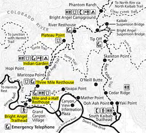 Karte des Bright Angel Trail