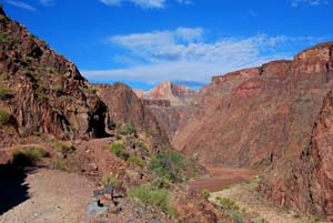 Blick vom Bright Angel Trail in den Grand Canyon August 2010