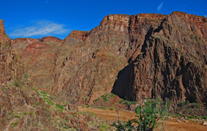 Blick vom Bright Angel Trail auf die ersten Stromschnellen nach dem Phantom Ranch August 2010