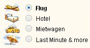 Flug-, Hotel- und Mietwagenbuchung